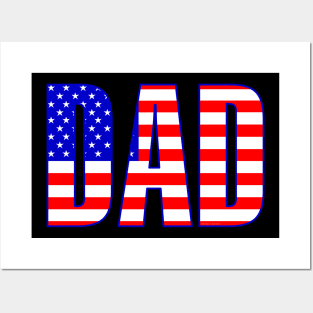 Dad American Flag Patterned Text Posters and Art